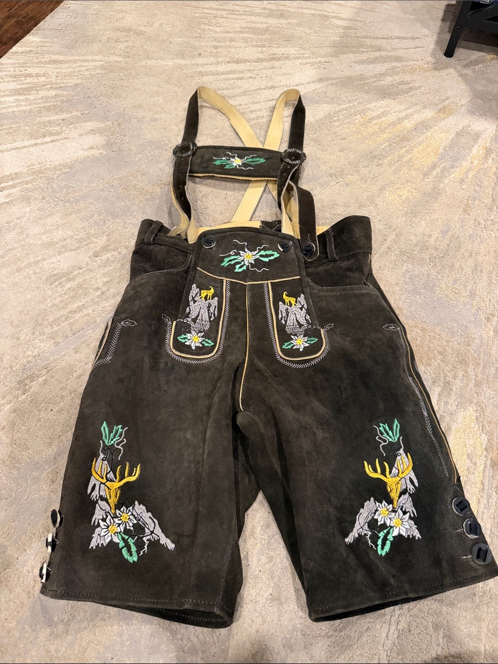 Adult Bavarian Trachten Lederhosen Men German Lederhosen with Suspenders size 33